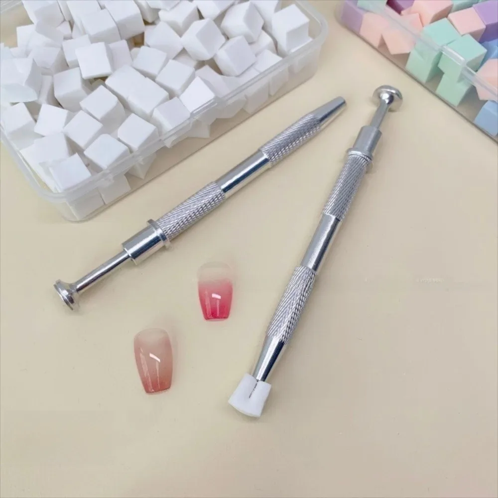 

200Pcs Coloring Stamping Gradient Nail Sponge Set High Rebound Soft Nail Stamper Sponge with Grabbing Pen Nail Care