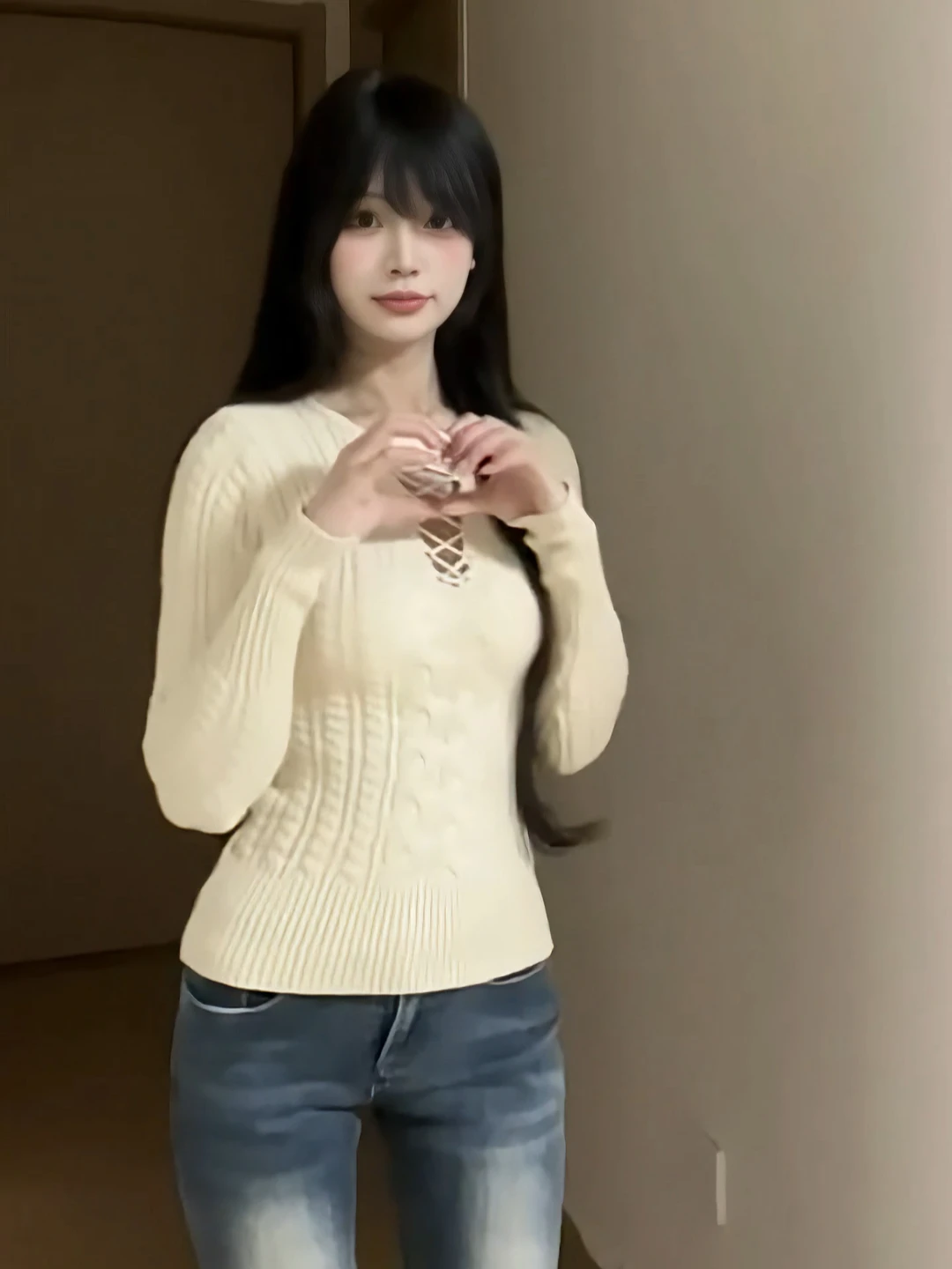 

Sexy Hollow out Long Sve Knitted Sweater Spring Pure Desire Tight Fit Slimming Crop Top for Young Women Commute Sle