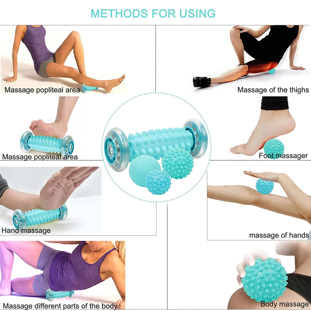 Foot Massage Roller Spiky Ball for Plantar Fasciitis Relief,Trigger Point Muscle Roller in Different Degree of Hardness for Foot