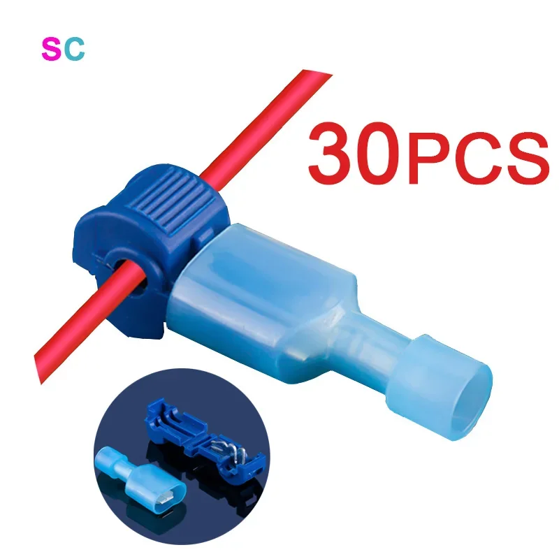 30pcs T-Tap Wire Connector  Self-Stripping Quick Splice Electrical Terminals Male Female Fast Connect Cable Retractable Joints