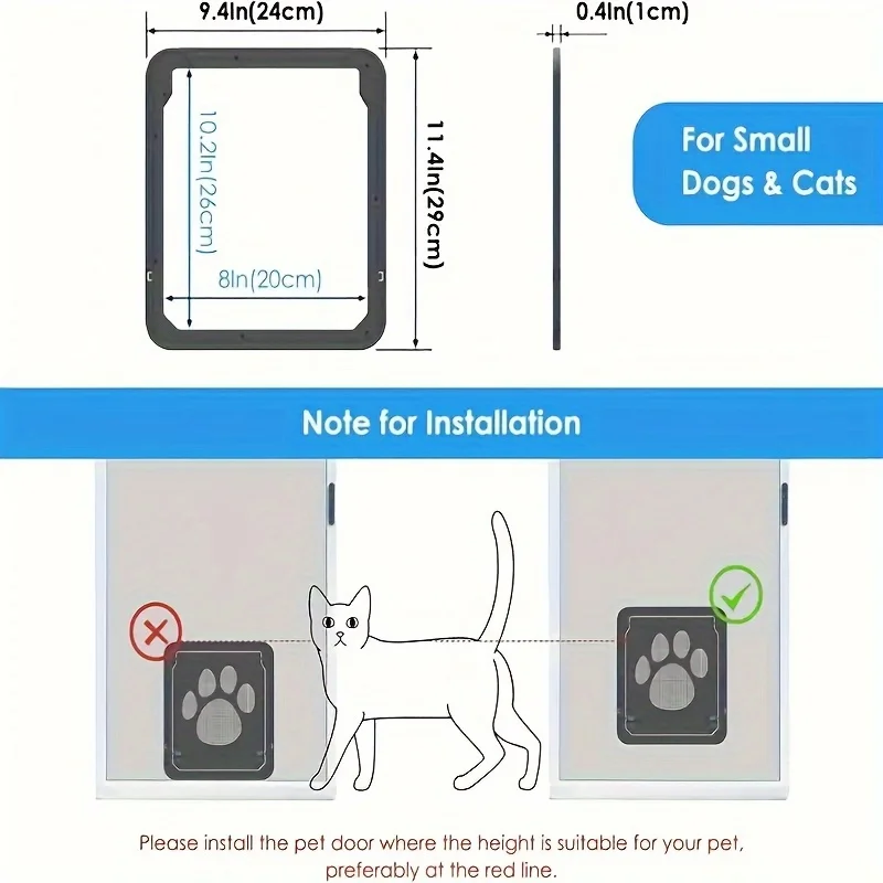 Easy-Install  Pet Door For Cats & Dogs - Dual-Direction, Durable Abs , Ideal For  Pets