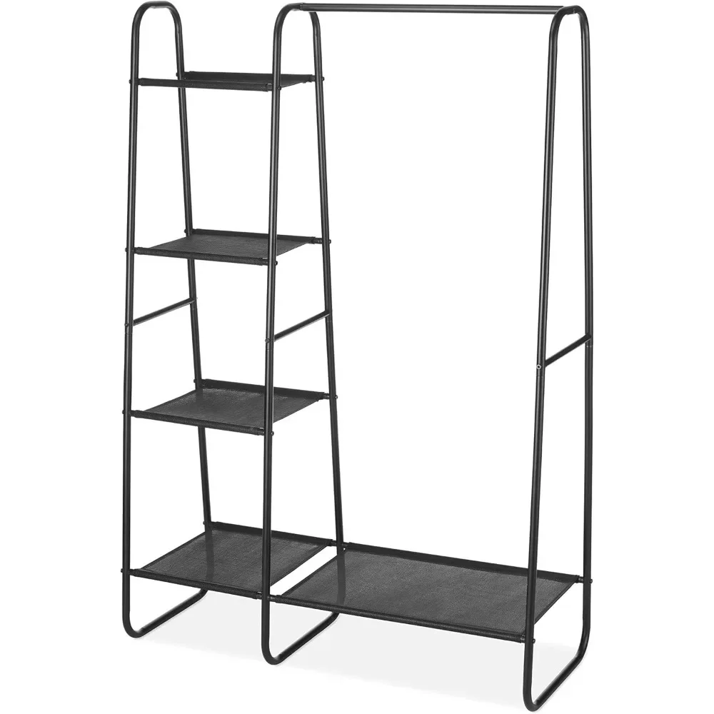 

Living Room Cabinets Freestanding Wardrobe W/Fine Mesh Fabric Shelves for Portable Clothing Storage, Black Living Room Furniture