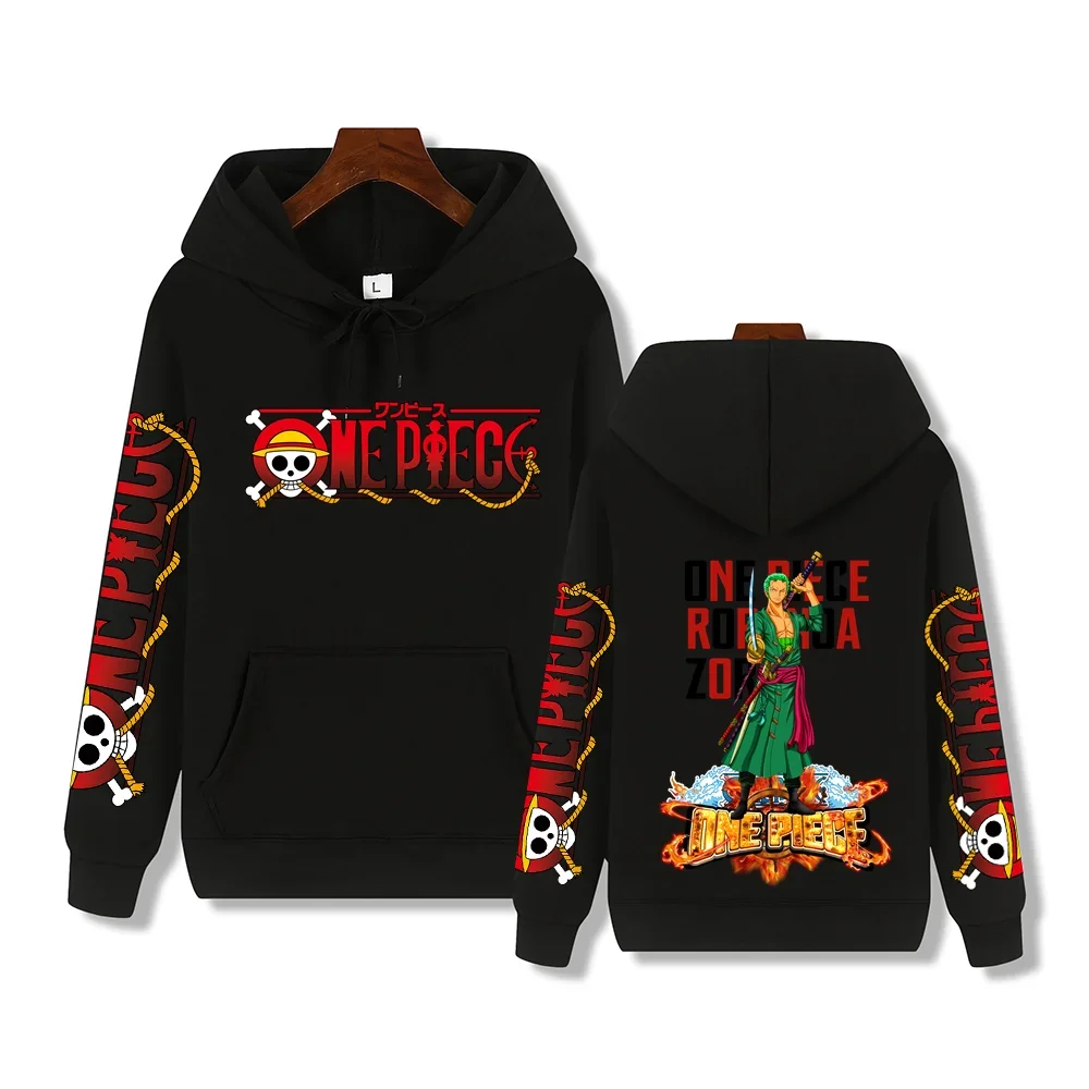 

New Japanese Anime One Piece Roronoa Zoro Printed Autumn and Winter Comfort Thick Men's High Quality Casual Warm Street Hoodie