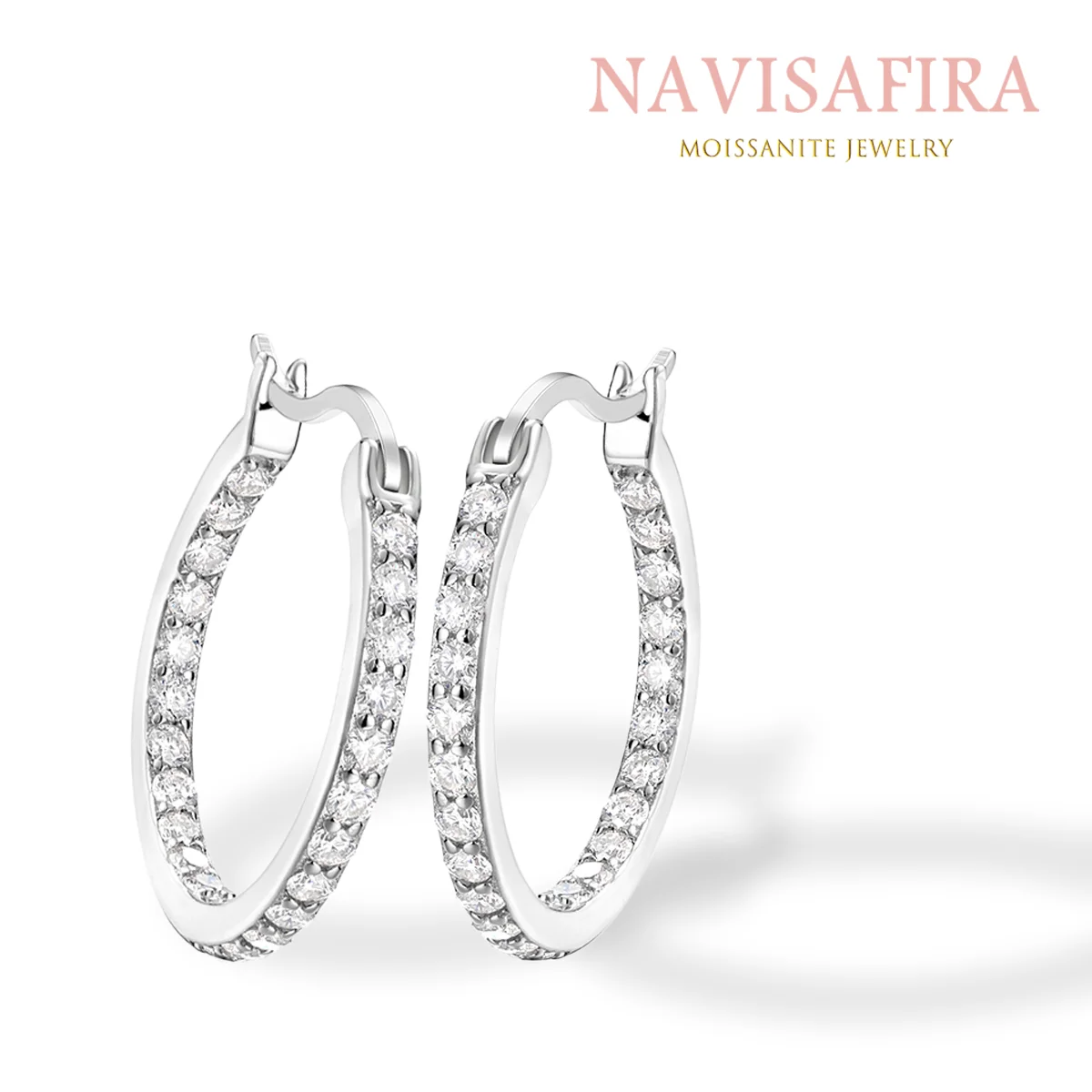 S925 Silver-Plated Moissanite Hoop Earrings – Elegant Design with Sparkling Stones, Ideal for Daily and Evening Wear