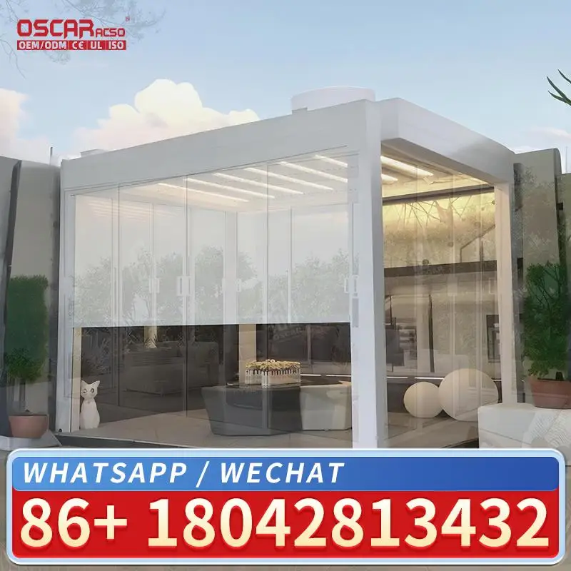 

New Arrival Modern Aluminium Louvre Pergola Waterproof Motorized Outdoor Gazebo Powder Coated Frame for Garden Balcony Louver Pe