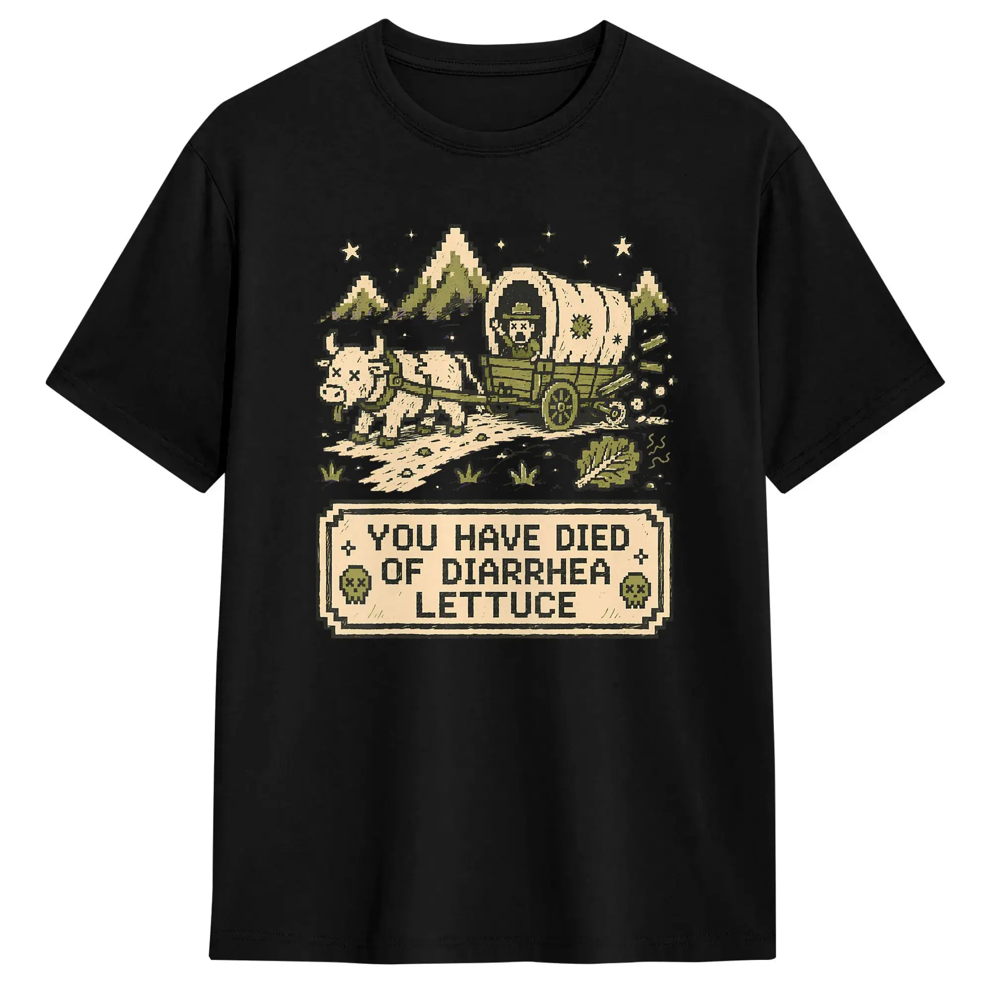 Funny You Have Died of Diarrhea Lettuce Retro 8 bit Gaming T-Shirt Men  Y2K Basic T Shirts Summer O-Neck Fashion Tee Shirt