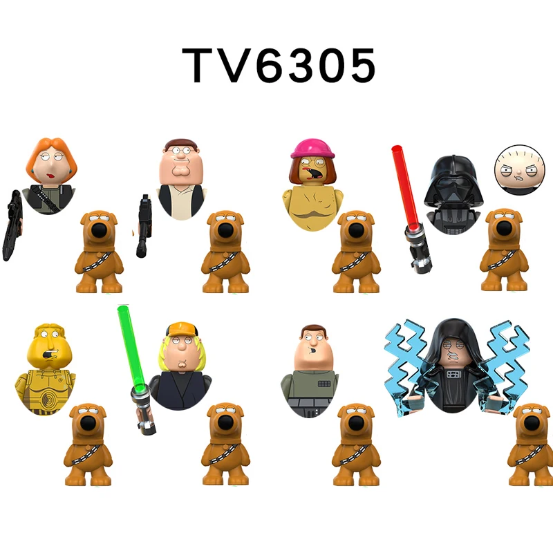 Full Body Cartoon Family Figures Mini Building Blocks, DIY Assembly Bricks with Accessories Kids Educational Play Toys