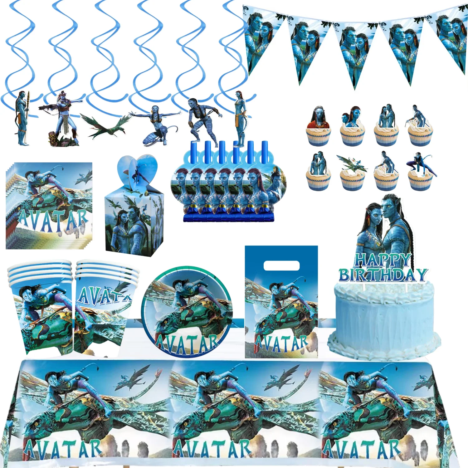 Image of Avatar-Film Geburtstagsdekoration Einweg-Tischgeschirr Tischdecke Teller Becher Ballon Babyparty Jungen Partyzubehör
