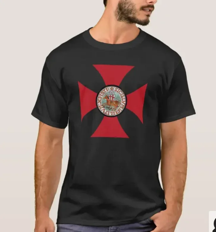 Knights Templaria Seal The Crusades Cross Emblem T-Shirt 100% Cotton O-Neck Summer Short Sleeve Casual Mens T-shirt Size S-3XL