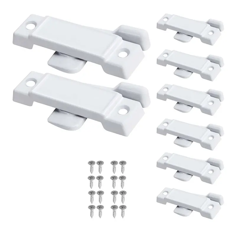 

BMBY-Mounting Hole Centered 2-1/4" 8-Pack White Window Sash Locks With Screws For Vertical Sliding Window