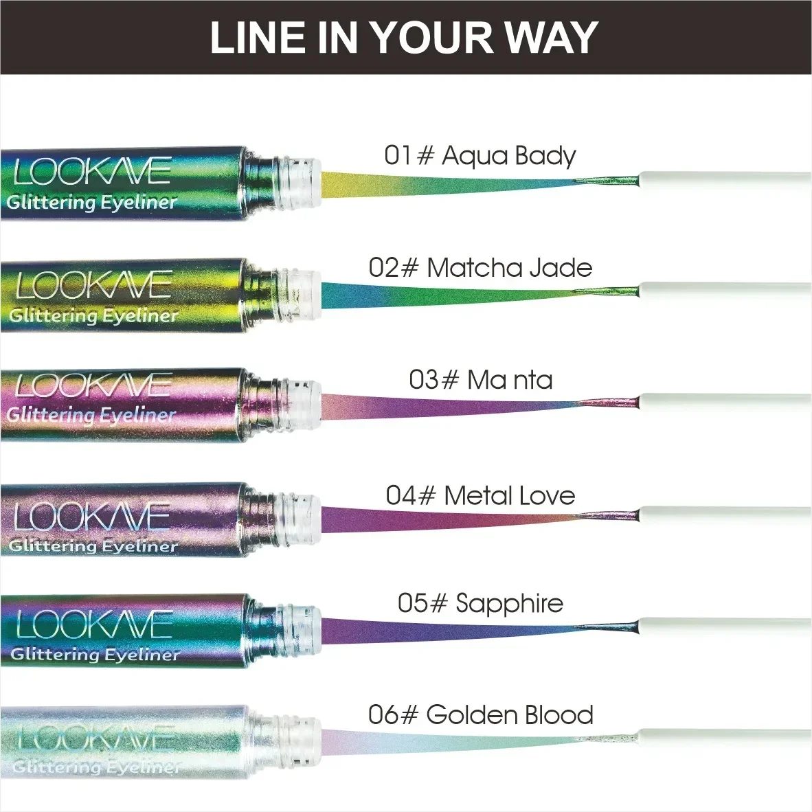 Eyeliner liquido verde camaleonte lucido Ombretto metallico Eyeliner multicolore Trucco per pigmenti per occhi con glitter polarizzati perlescenti