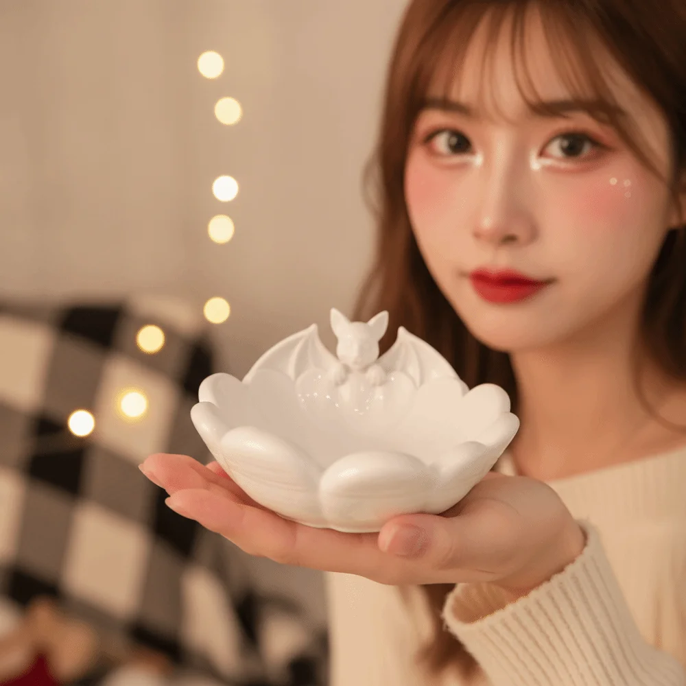 PLA 3D Printed Bowl Matte Lightweight Ghost Candy Dish Eco-friendly Washable Halloween Organizer Gothic Lovers