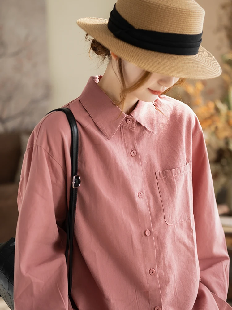 

Cotton Long Sve Loose Fit Commute Original Women's irt Casual Sle Vintage mat Japanese Sle Ce Bird irt