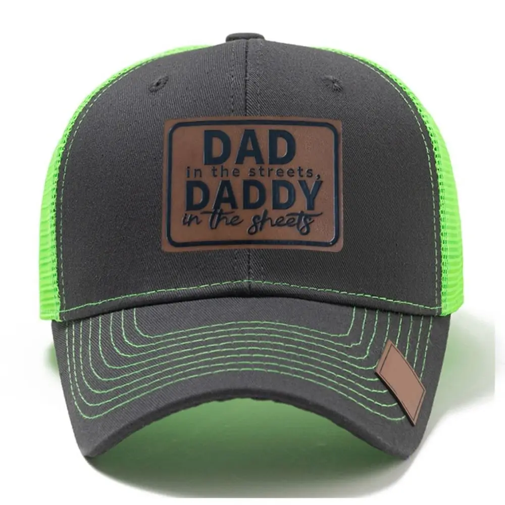 Lether Patch DAD Snapback Cap Adjustable Casual Wear DADDY Trucker Hat Sun Protection Mesh Net Baseball Cap Climbing Cycling