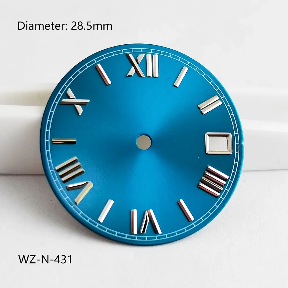 28.5mm nh35 다이얼 선버스트 로마 다이얼 nh35 date_just 케이스 로즈 골드 핏 NH35 자동 무브먼트 watchmods는 로고를 사용자 정의할 수 있습니다.