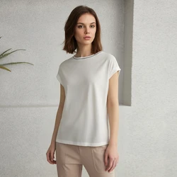 K2192W  Pima Cotton Tshirt Tops for Ladies T-Shirt Luxury Clothes Summer T Shirts Women's Clothing