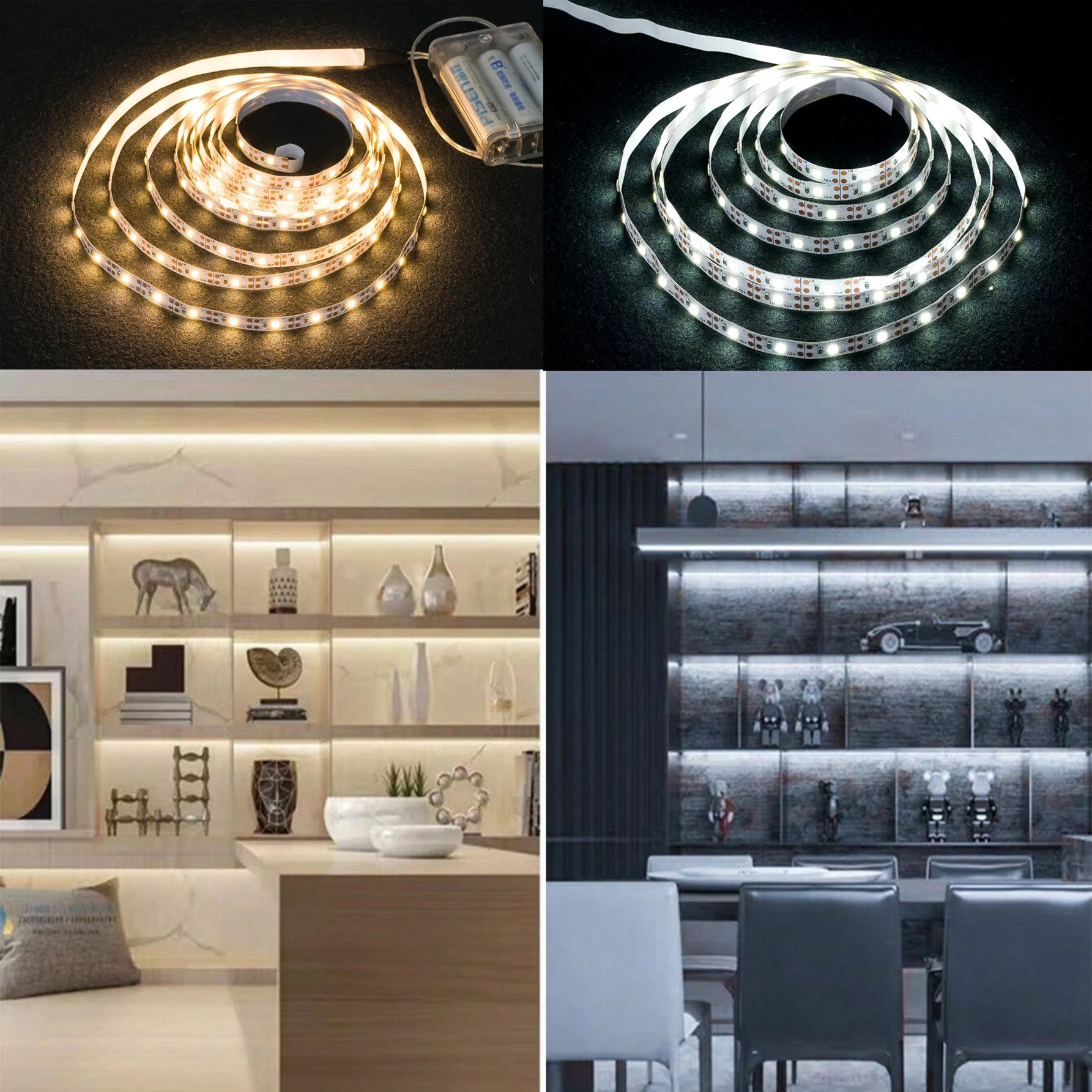 1PC Led Strip Light SMD2835 Flexible Lighting For Tv Background Lighting And Home Decoration Warm White 3AA Battery Power