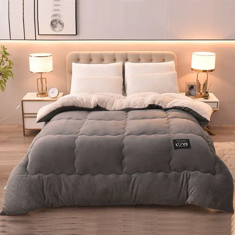 

Double-Sided Velvet Quilt Winter Warm Duvet Lamb Cashmere Wool Quilt Thicken Blanket Comforters Core for Double Bed Stitch 이불 이불