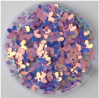 Matte White Transparent Crystal Flower Sequins, 10mm