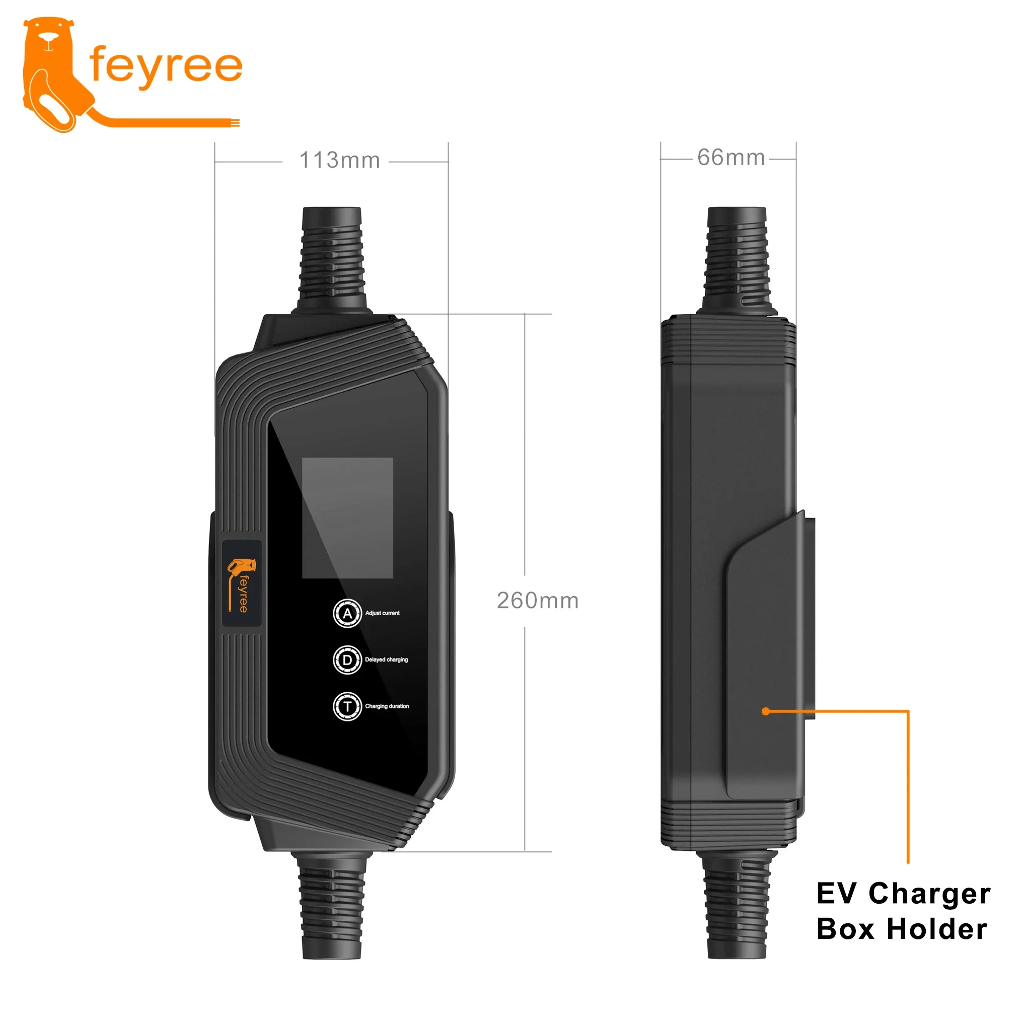 Feyree Type2 Cable 32A 7kW Smart Portable EV Charger Fast Charging for Electric Car with Adjusting Current Setting Charging Time