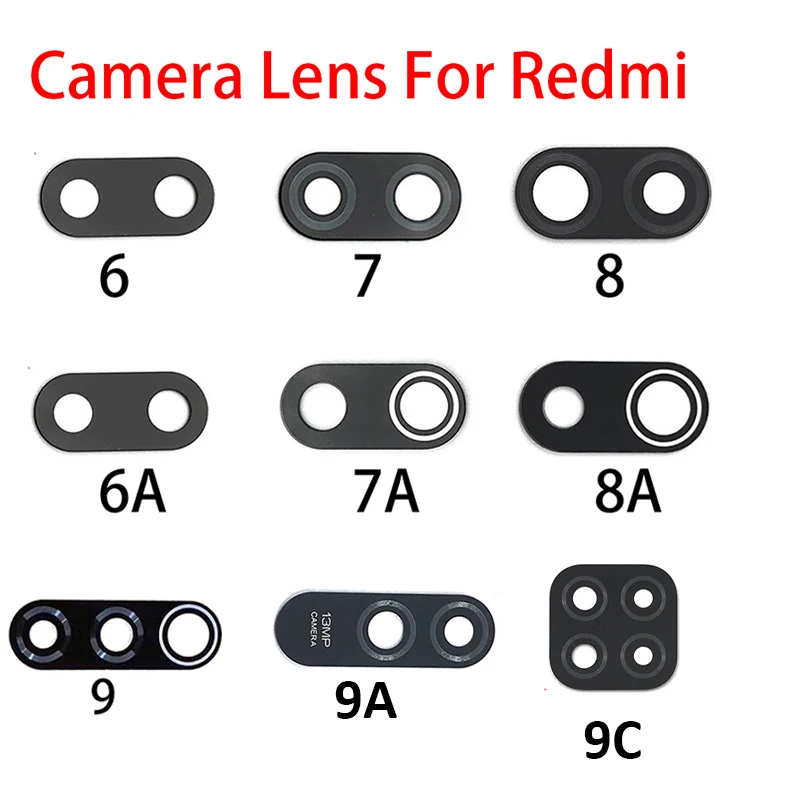 NEW For Xiaomi Redmi 10A 10C 6 6A 7 7A 8 8A 9 9A 9C 9T 10 K30 Pro K40 Back Rear Camera Glass Lens With Ahesive Sticker