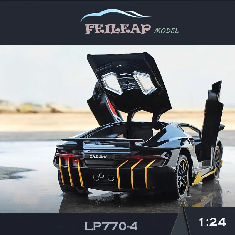 Modelo de coche de aleación de lujo de Lamborghini LP770, vehículos de simulación súper deportivos, juguetes para niños, regalo de cumpleaños, coche en miniatura coleccionable