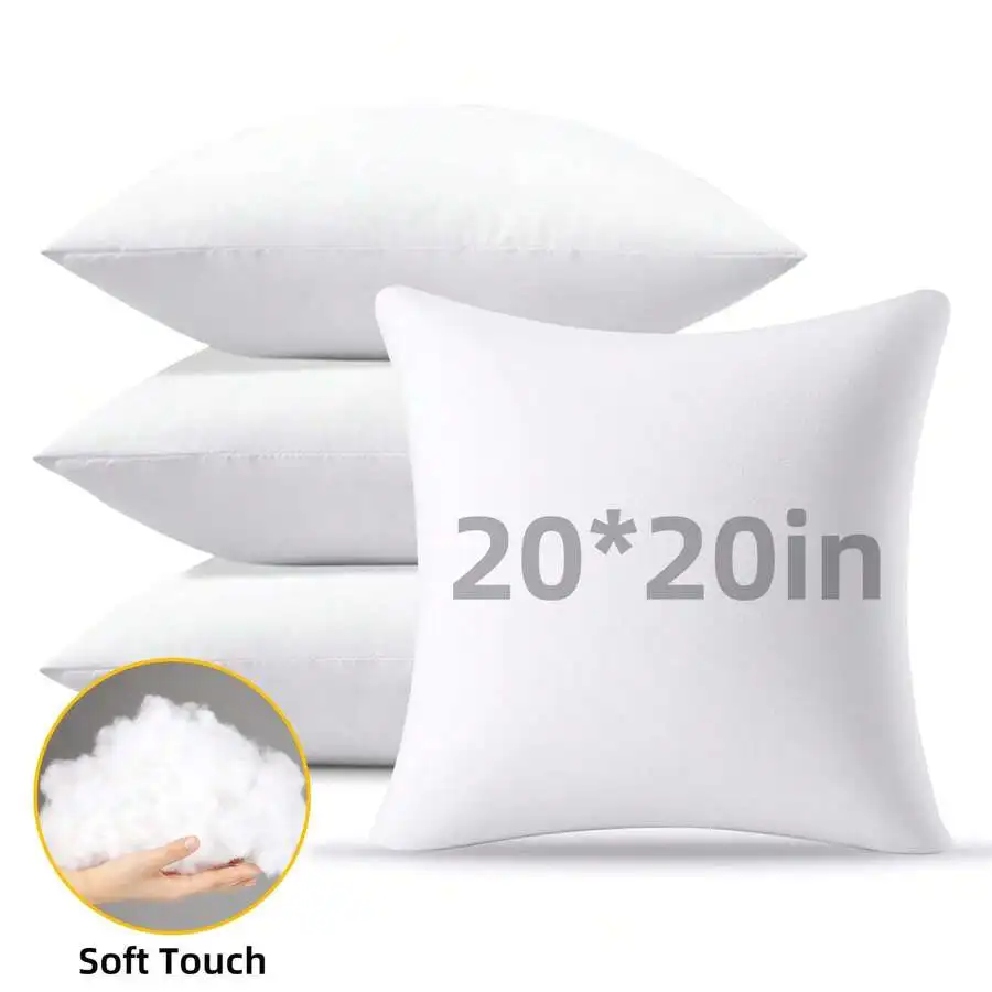 4pcs Pillow Inserts, Square Pillow Form For Patio, Furniture, Bed, Living Room, Garden, And Party Decorations Indoor, Dorm Room