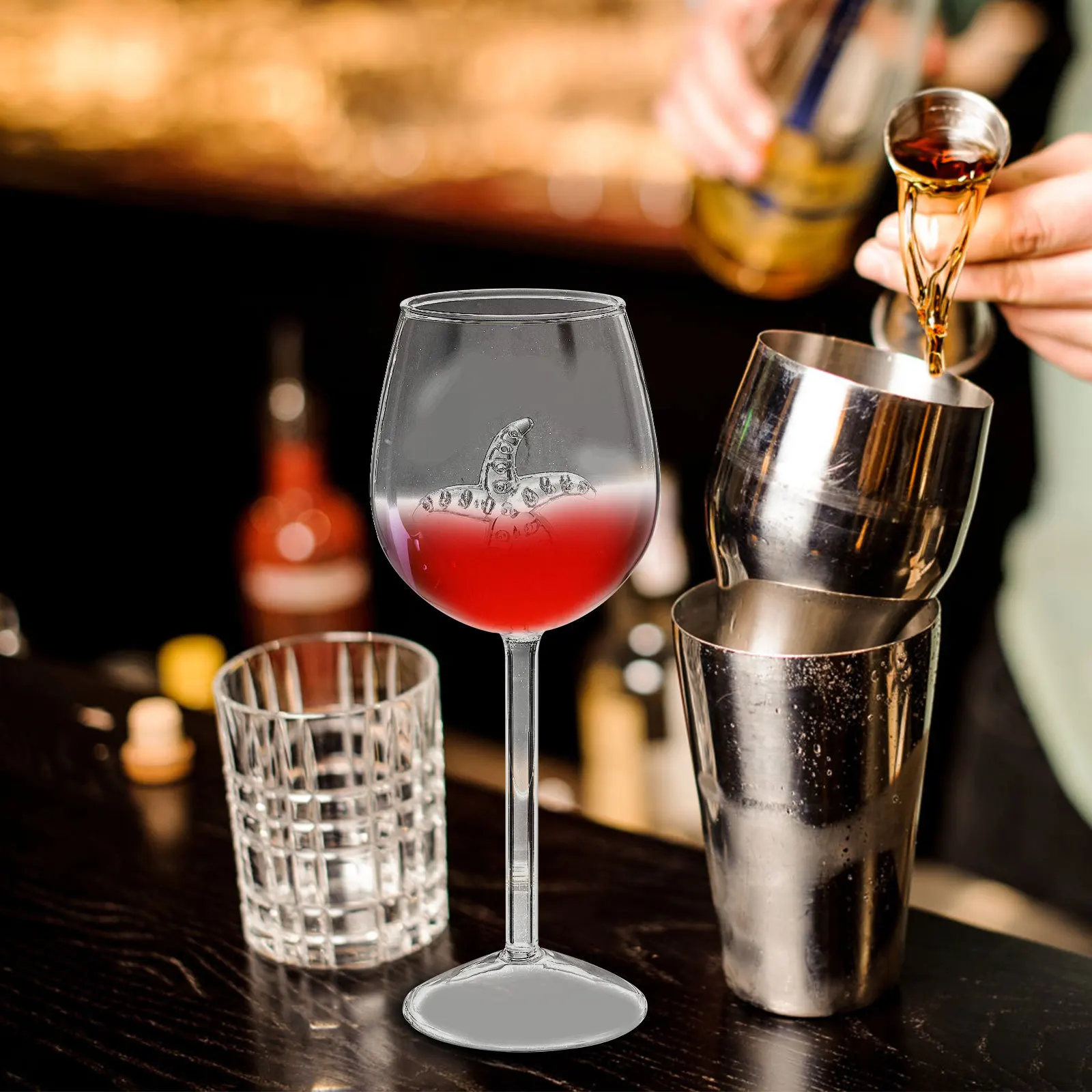 

2Pcs Red Wine Glass Cocktail Cup Simple Creative Glassware for Whiskey Wine Drinking Use Glass Cocktail Cup Glassware