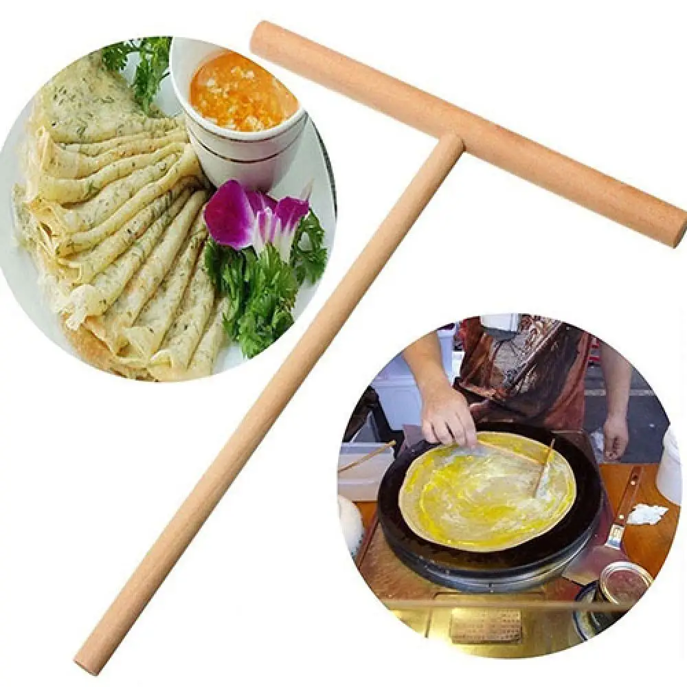 Crepe Maker Pancake Batter Wooden Spreader Stick Home Kitchen Tool Kit DIY