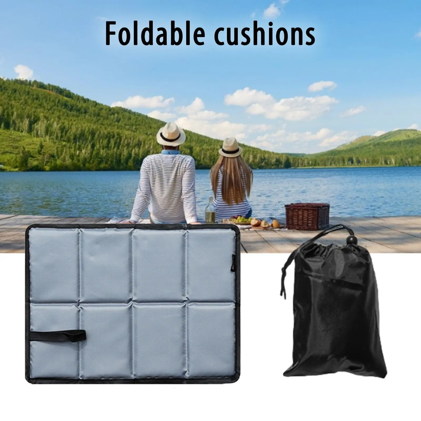 Outdoor Oxford Cloth Foldable Seat Cushion Moisture-Proof Heat-Insulating Cooling Mat for Camping Hiking Picnic