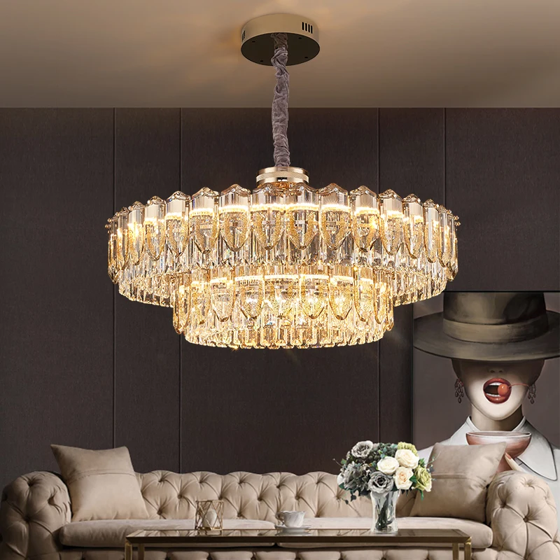 

European Style Living Room Crystal Light Luxury Chandelier Simple Modern Bedroom Dining Room Lamp 2024 New Villa Home Lighting