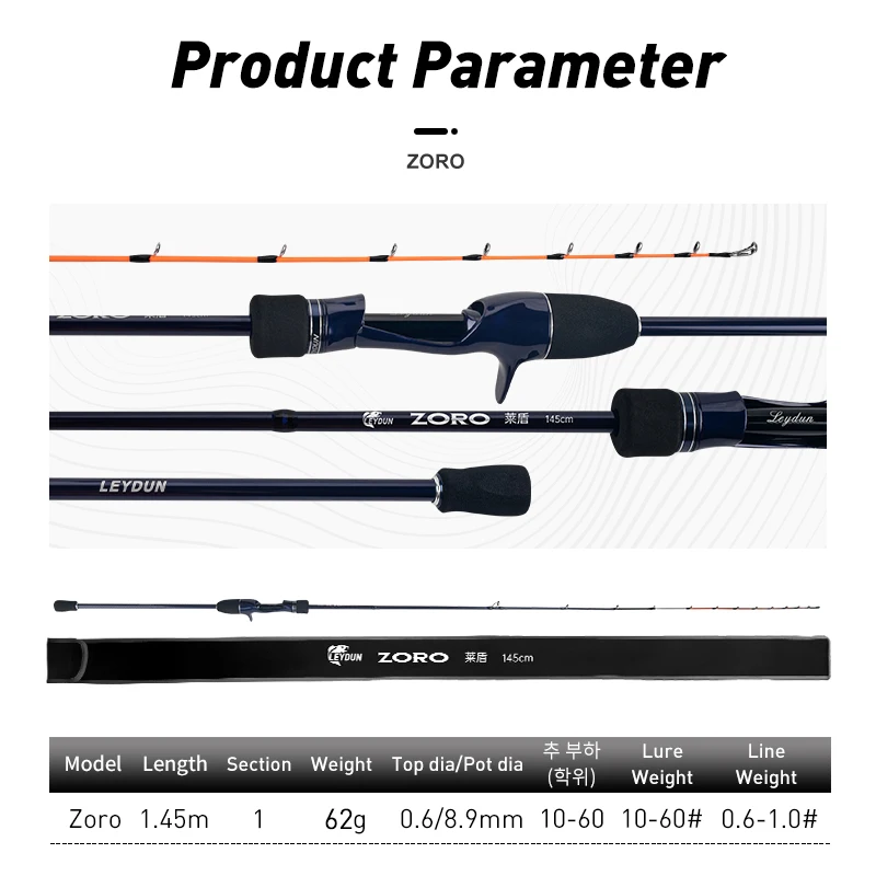 Leydun Zoro เบ็ดตกปลาเบามาก145ซม. 62กรัม, joran cetak ตกปลาประเภทปลาหมึก