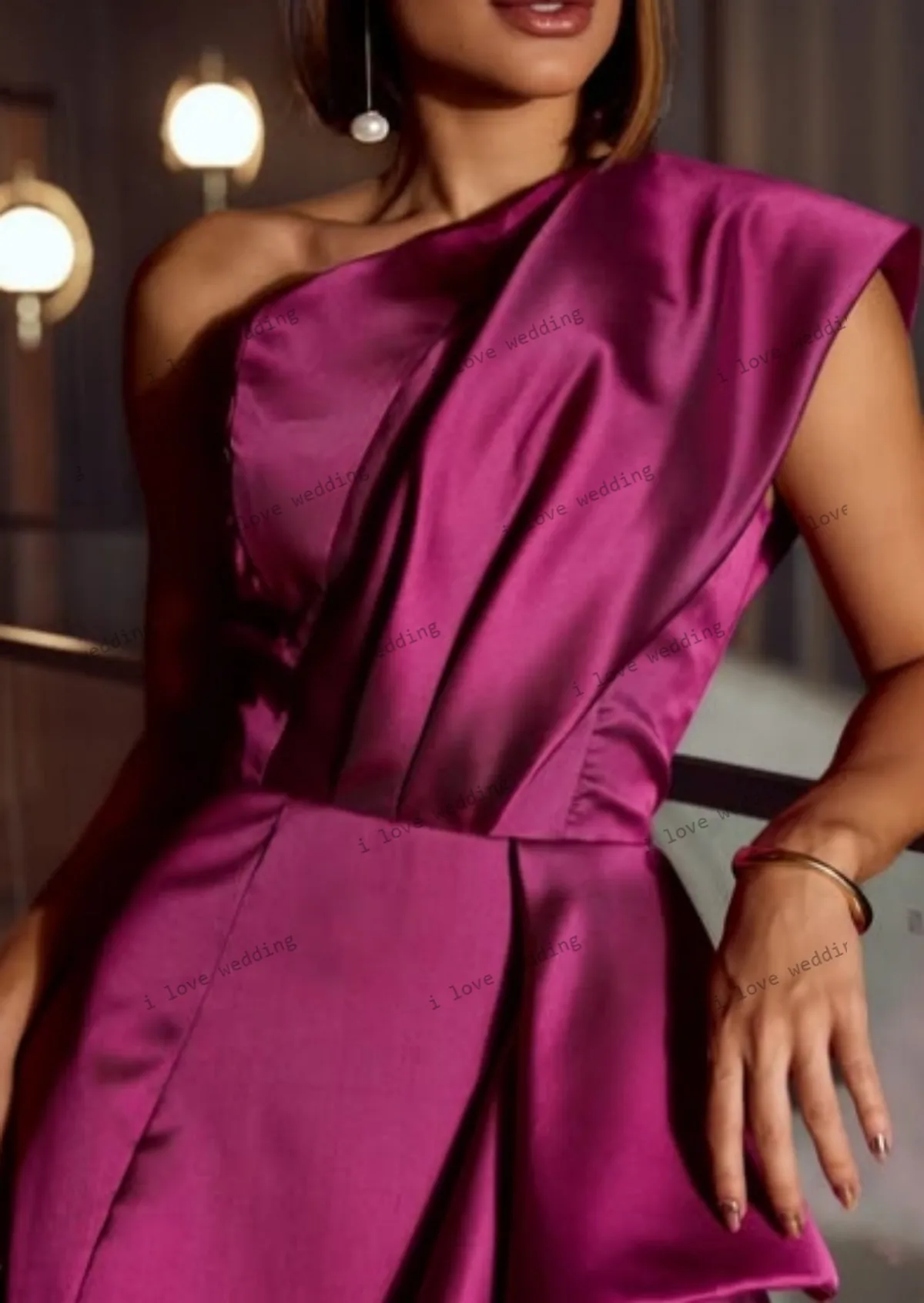 Długie suknie balowe 2025 gorąca różowa suknia ślubna elegancka marszczona jedno ramię Ruffles linia A formalne suknie wieczorowe dostosowane