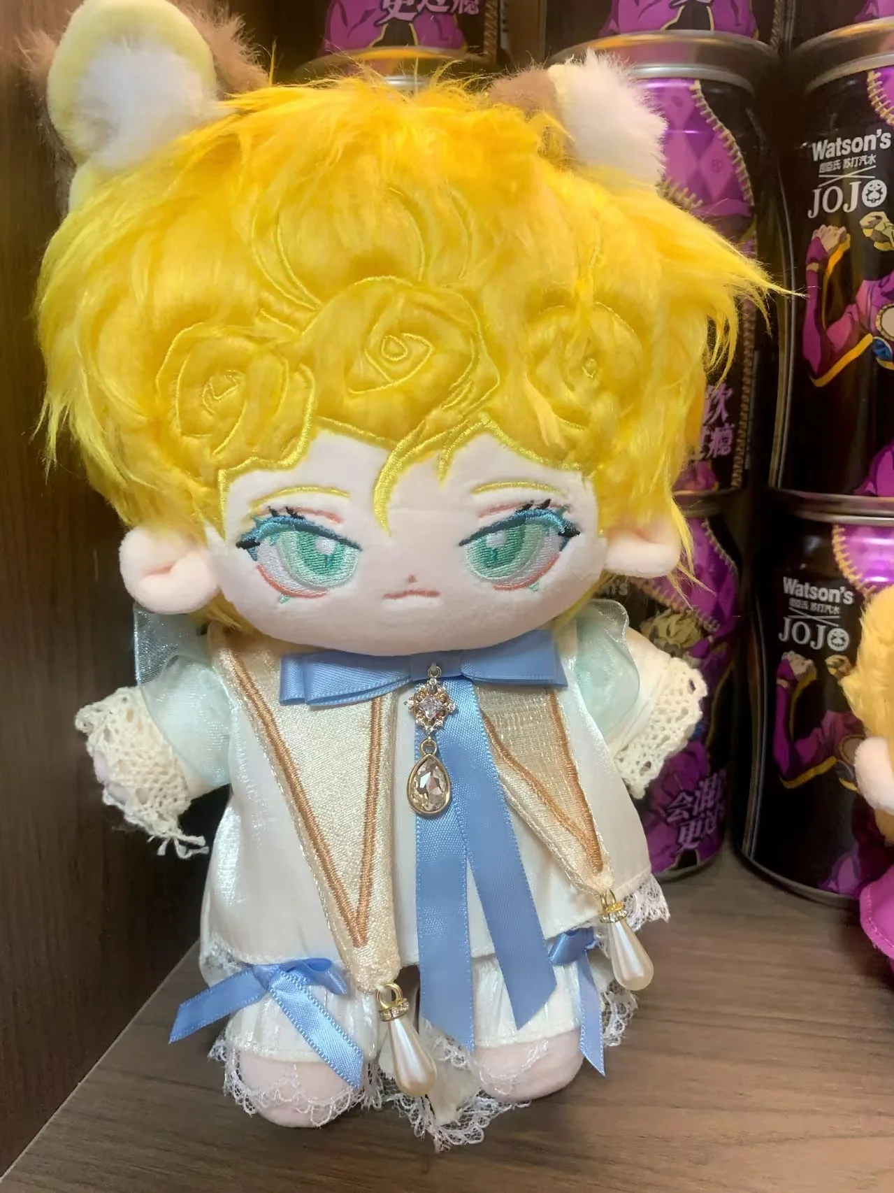 20 cm Pluche Anime Jo Jo Bizarre Adventure Giorno Giovanna Figuur Cosplay Dress Up Katoenen Pop Lichaam Speelgoed Gevulde Fans voor Geschenken