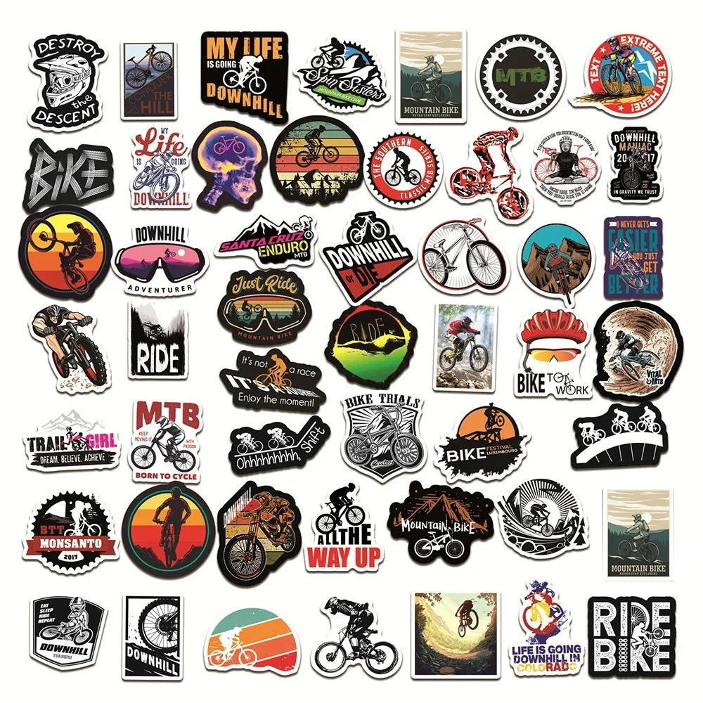 10/30/50/100pcs Mountain Bike Stickers Waterproof Outdoor MTB Bicycle Decal Vinyl For DIY Laptop PC Skateboard Luggage Pegatinas