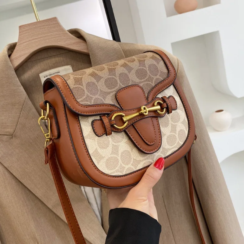 

Color Block Patchwork Saddle Bag - Korean-Style Vintage Women's Bag | Versatile Shoulder Crossbody