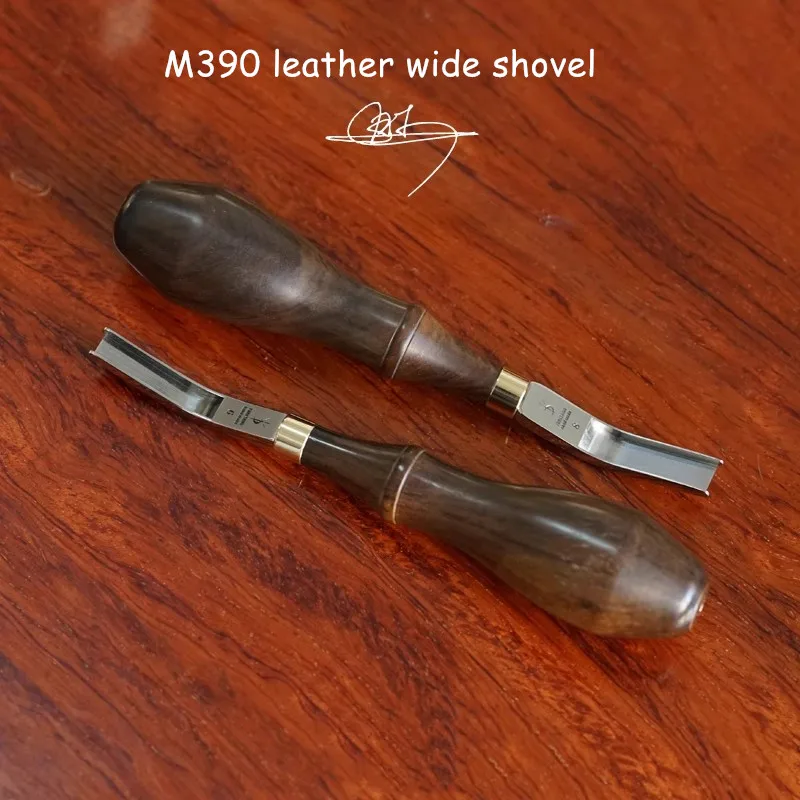 YORKSHINE Leather Wide Shovel Handmade DIY Leather Art Thinning And Edge Trimming Tool M390 Steel Material Walnut Handle