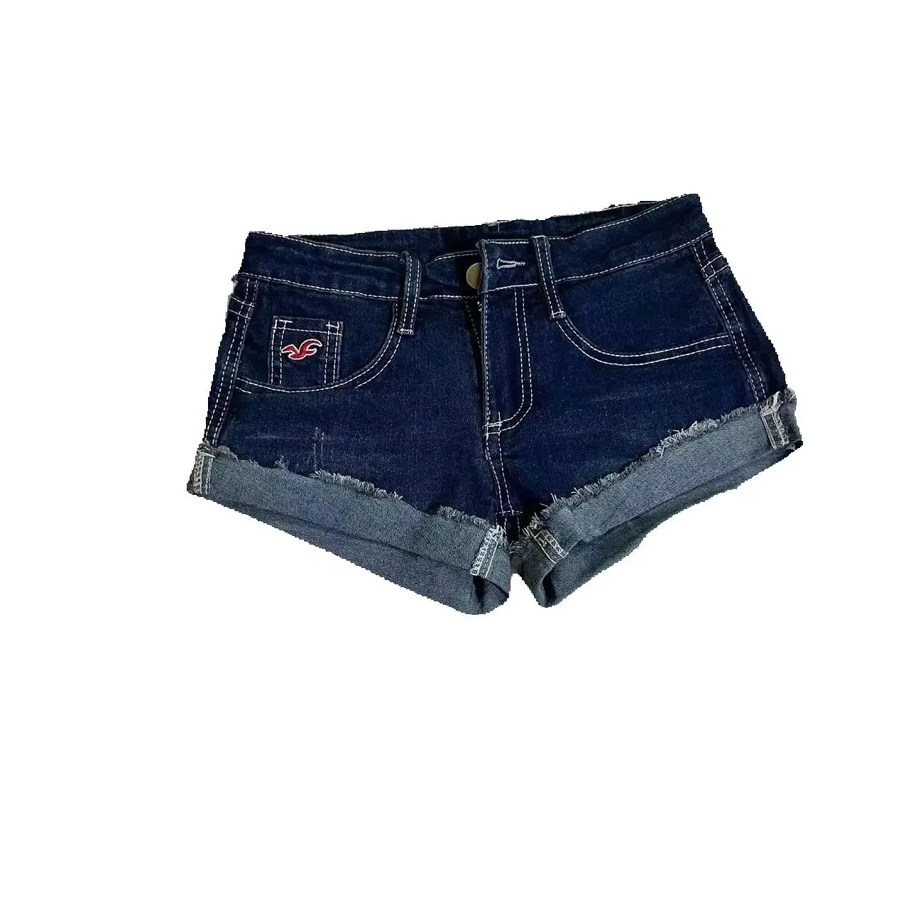Frozen Rolled Retro Blue Denim Shorts Design Sense Women Spring Summer New Hot Girls Low Waist Trendy Versatile Pants