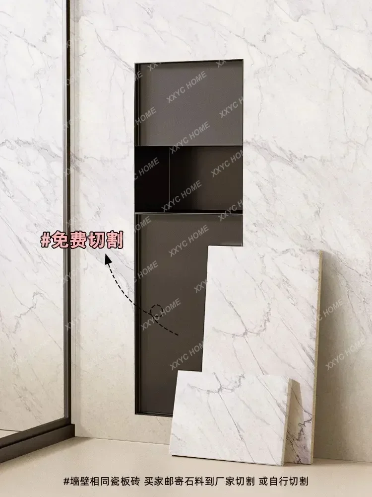 A  304 Stainless Steel Hidden Trash Can Tissue Box Niche Toilet Embedded Metal Cabinet Customizable