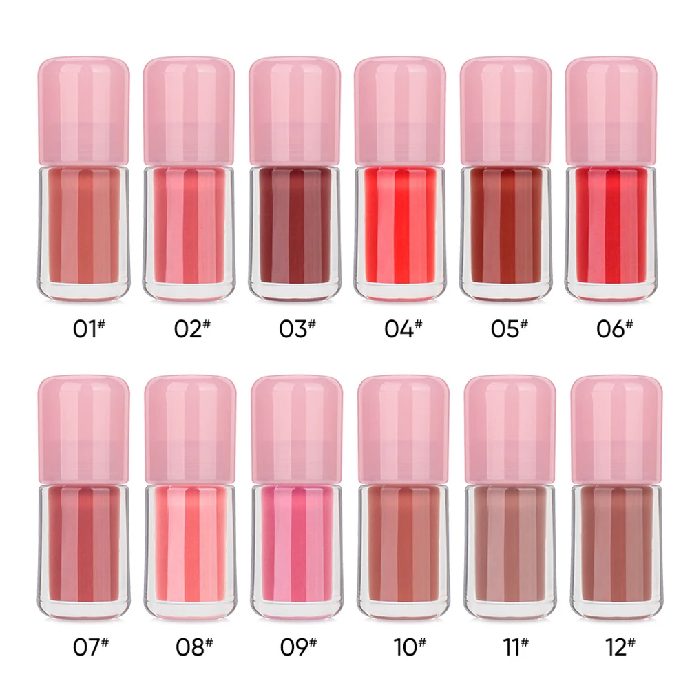 

12 Colors Private Label 5ml Lip Gloss Custom Logo Pigment Long Lasting Non-stick Moisturizing Light Glossy Makeup Wholesale