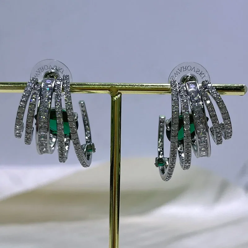 الأصلي 2025 هندسية الذهبي كريستال قلادة سوار نقل القرط غرامة مجموعة مجوهرات للنساء قطع هدية رومانسية