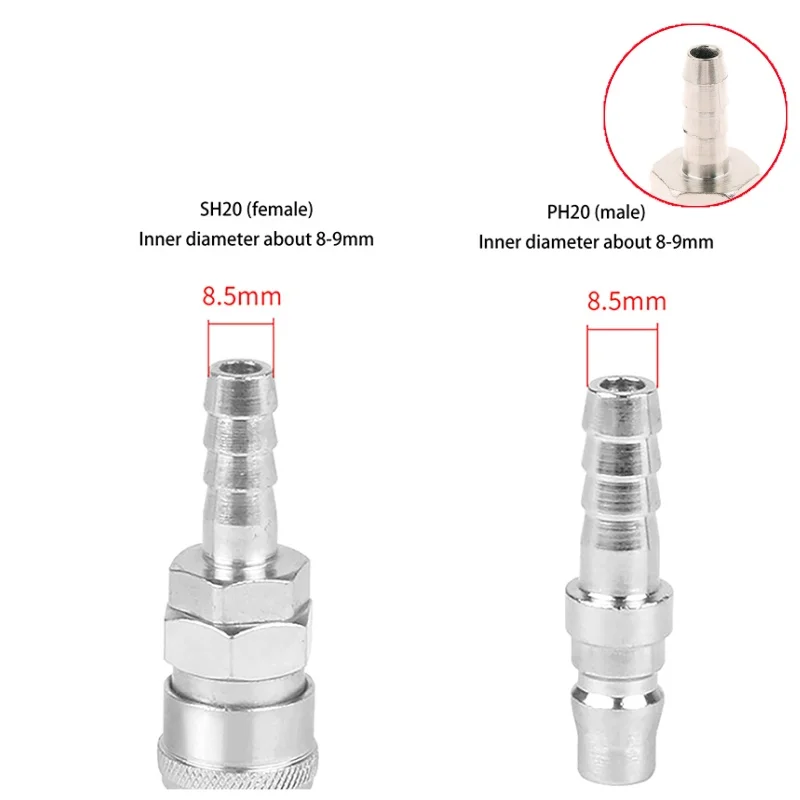 

2 шт. пневматический фитинг типа C, быстроразъемный соединительный соединитель для компрессора 8 мм PH20 + SH20