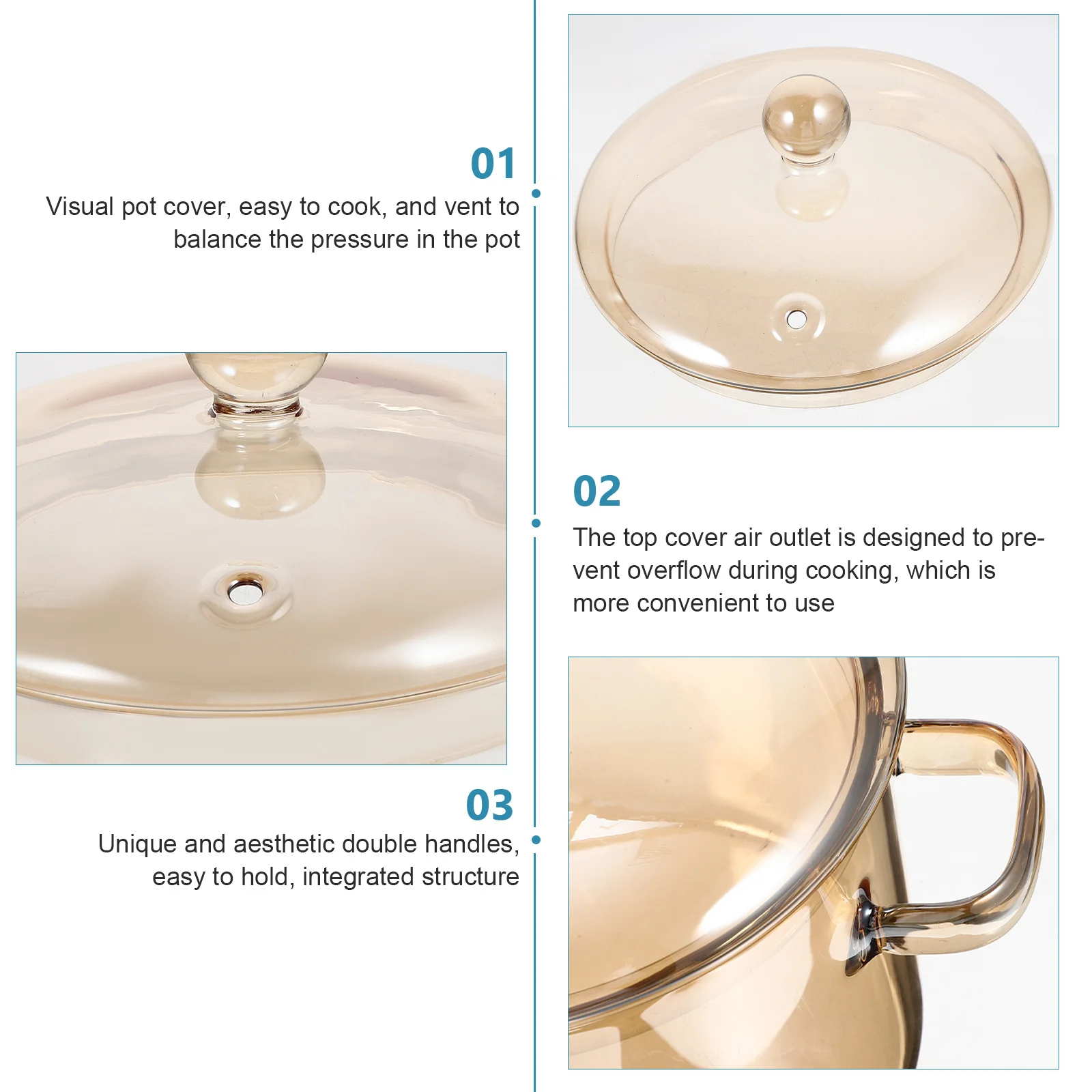 

Multi-Functional Heat-Resistant Glass Stew Pot with Lid Double Ear Non-Stick Easy Clean for Noodles Soup Rice Braised Chicken