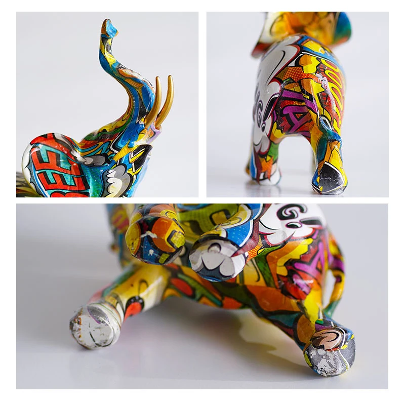 Modern Art Sculpture Home Decor Statue Animal Ornaments For Home Decoration Living Room Desk Bookshelf Graffiti Letter Elephant