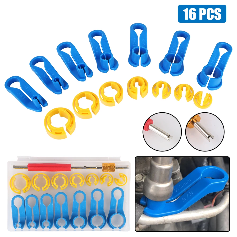 

16pcs AC Line Removal Tools Manual Tool Set Fuel Line Remover Connector Car Air Conditioning Pipe Quick Disconnect Tools Kit