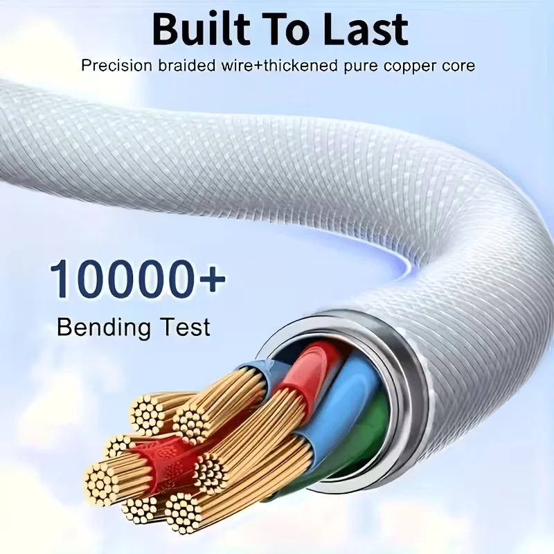 10 Piece Set 1m/3FT TypeC-C Braided Data Cable 60W Fast Charging Durable Power-Off Protection for Laptops Smartphones