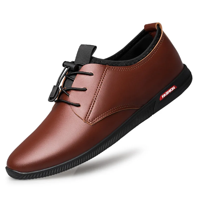 2024Men Casual Shoes Fashion Classic Pu Leather Shoes Black Hot Sale Breathable Business Lace-Up Men Shoes