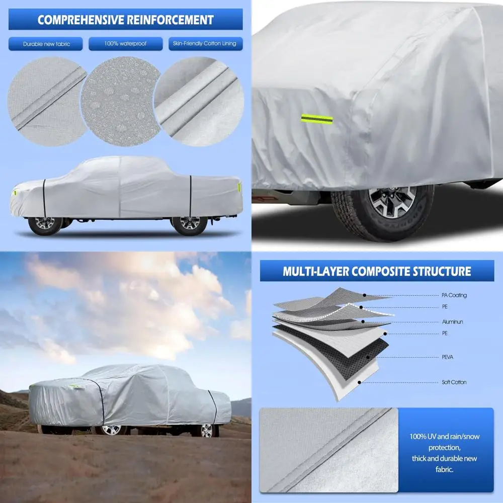 

All-Weather Waterproof 6-Layer Truck Cover for Toyota Tacoma, Ford Ranger, Chevrolet Colorado, Nissan Frontier (Fits Trucks up t