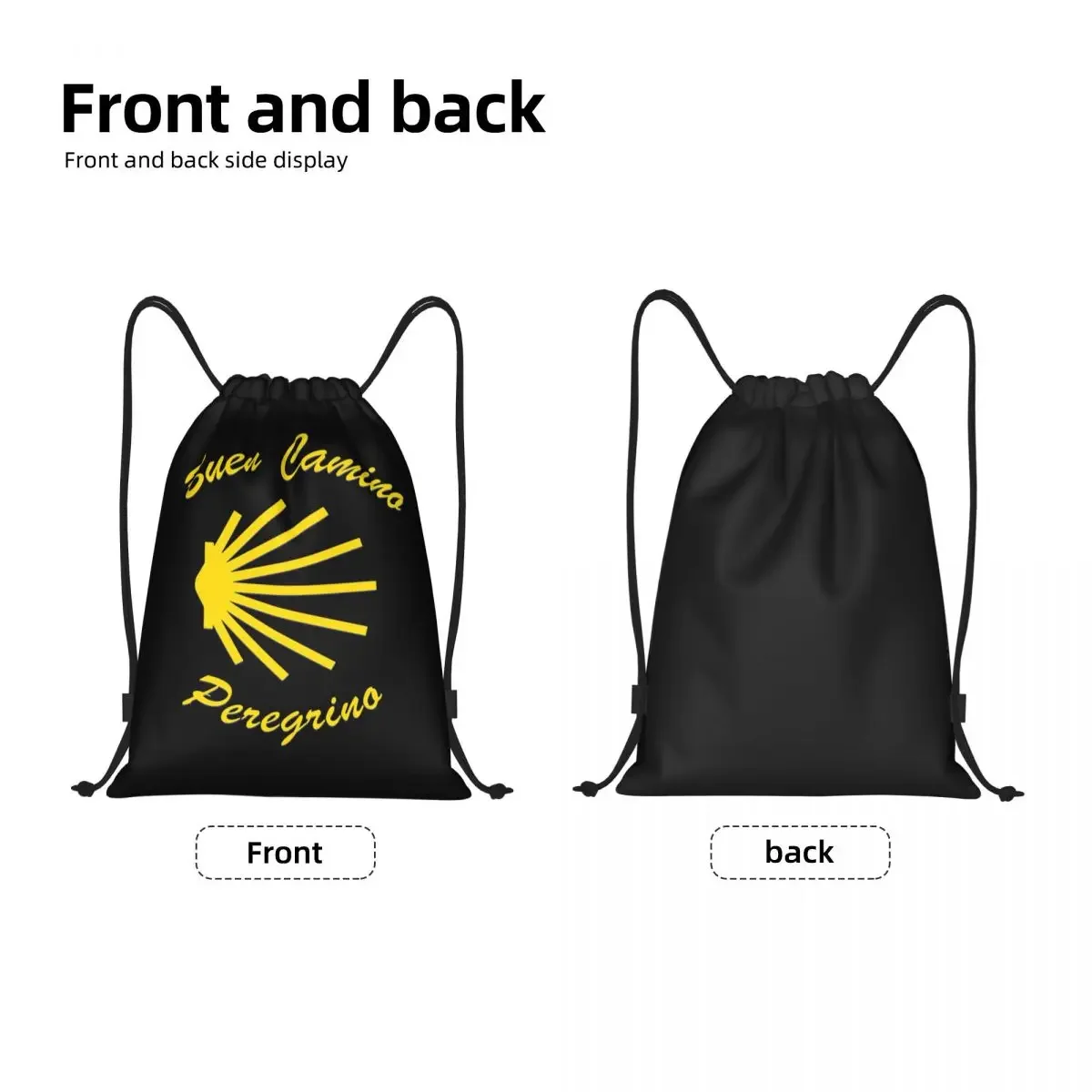 Custom Camino De Santiago Scallop Shell Drawstring Backpack Bags  Lightweight Peregrino Gym Sports Sackpack Sacks for Shopping