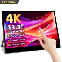 LESOWN 13.3 inch 4K 3840x2160 IPS Secondary Screen Monitor Touch USB C HDMI 400Nits Computer Portable Display for PC Drawing